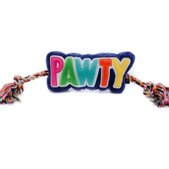 Colorful 'PAWTY' Dog Toy with Rope - Picture 1 of 1